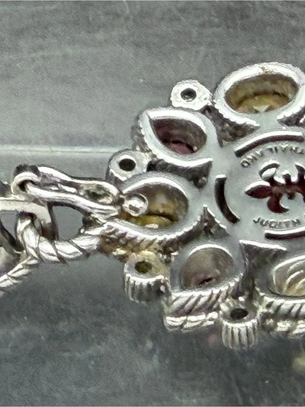 Judith Ripka - Vintage Garnets and Citrine Sterling Silver Pendant